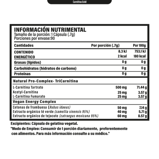 Carnitine Vegan Complex Tri-Carnitine 90 Caps - Image 2