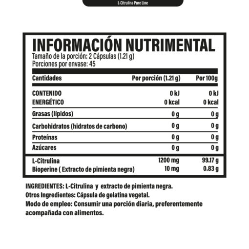 L-Citruline Pure Line 90 Caps - Image 2