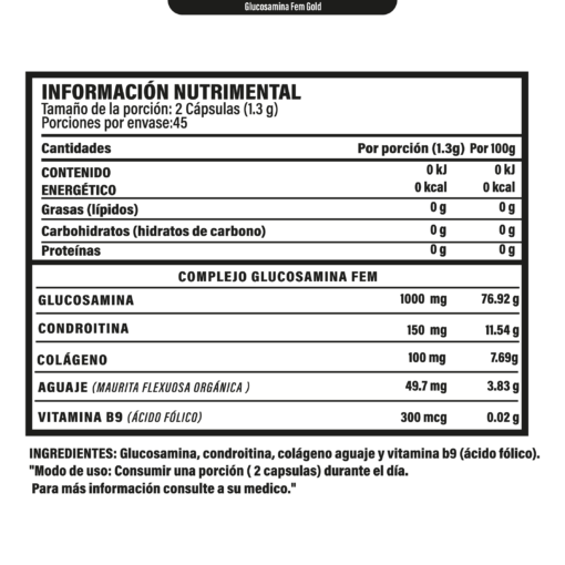 Glucosamine Fem Complex Gold 90 Caps - Image 2