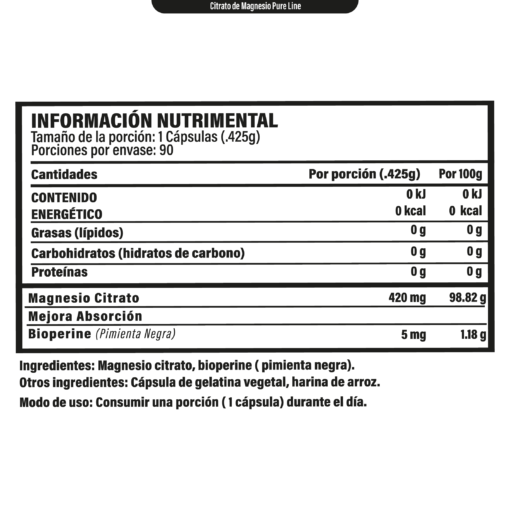 Magnessium Citrate Pure Line 90 Caps - Image 2