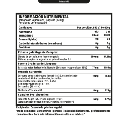 Potassium Organic Complex Gold 90 Caps - Image 2